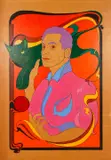 Warren K. Pleasants, Self Portrait, 1974, gouache on paperboard