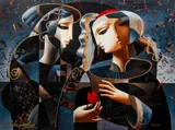 Oleg Zhivetin, Friendship, 1998, embellished giclee on paper, 30 x 38 inches, signed and numbered in gold, ink 94/395
