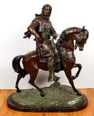 Arab Hunter on Horseback, late 19th or Early 20th Century, cast by Antoine Louis Bayre, bronze, offered Dec 2021