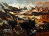 Fishing Boats, Inishlacken by George Campbell, c.1951, oil on artist's board, offered Dec 2021