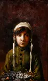 Charles Sprague Pearce, The Little Flower Girl, (La Petite Bouquetiere), oil on board