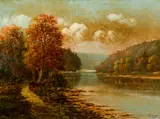 Albert Francis King, (American/Western PA, 1854-1945), Autumn Still Life along the River