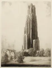 Louis Orr, Cathedral of Learning, University of Pittsburgh, etching