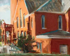 Church in Pittsburgh by Barry Shields, circa 1990, oil on canvas, offered Dec 2021