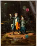 Giuseppe Antonini, Two Clown Magicians, oil on canvas