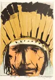 Leonard Baskin, Crazy Horse, 1974, lithograph printed in colors, pencil