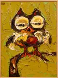 J. Howard Rabby, Green Hooter, 1972, oil on canvas (thick impasto)