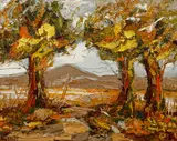 J. Howard Rabby, Hills Near Texas, 1972, oil on canvas (thick impasto)