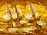 J. Howard Rabby, Sunset Sailors, 1972, oil on canvas (thick impasto)