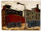 Arnold Sharrad, Under Brooklyn Bridge, 2007, oil and heavy impasto on artist's board