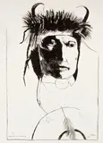 Leonard Baskin, Chief Wets It - Assiniboine, 1972, original, lithograph, pencil