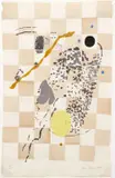 James Brown, Untitled Abstract, 1999, mixed media monoprint with collage on laid paper
