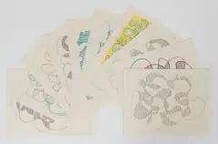 10 Abstract Sketches by William Glen Davis, c. 1990, ink and market on paper, offered Nov 2021