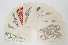 11 Abstract Sketches by William Glen Davis, c. 1990, ink and market on paper, offered Nov 2021