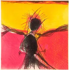 Ronaldo de Juan, Untitled Abstract (Pink and Yellow), original, etching and lithograph printed in colors, pencil