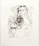 Philip Evergood, Untitled (Girl with Dog), c. 1965, lithograph, pencil
