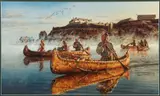 Robert B. Griffing, Departure At Daybreak, Fort Niagara 1769, offset, lithograph, Dimensions: