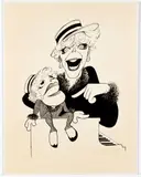 Al Hirschfeld, Ventriloquist at the Piano (possibly Shari Lewis and Lamb Chop), undated