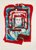Bob La Bobgah, Man Behind Bars, serigraph printed in colors
