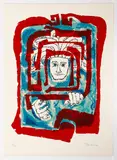 Bob La Bobgah, Man Behind Bars, serigraph printed in colors