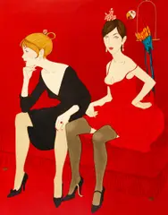 Philippe Henri Noyer, Ladies in Red, 1977, lithograph printed in colors