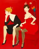 Philippe Henri Noyer, Ladies in Red, 1977, lithograph printed in colors
