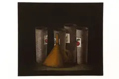 Tomoe Yokoi, Funnel and Fruit Cups, circa 1973, color mezzotint, 12 x 13.5 inches sheet size, pencil