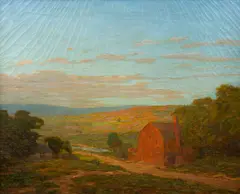 John W. Flender, Landscape With Barn, 1926, oil on canvas