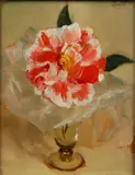 Edward Barnard Lintott, Camellia, oil on cardboard