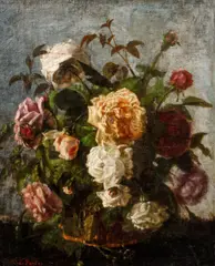 Charles Ethan Porter, Basket of Roses Still Life, oil on canvas