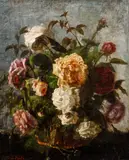 Charles Ethan Porter, Basket of Roses Still Life, oil on canvas