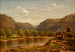 Cabin at Highland Lake by George Hetzel, c.1886, oil on canvas, relined, offered Oct 2021