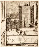 Jean Emile Laboureur, From the Frick Building 16th Floor (from portfolio; Ten Etchings from Pittsburgh), 1905, etching in black ink