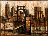 Paul S. Paulsen, 9th Street Bridge and View of Pittsburgh, late 1950's, acrylic and collage on canvas
