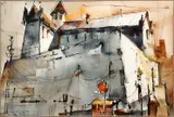 Frank Webb, Building in Pittsburgh, circa 1975, watercolor
