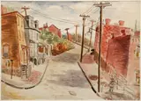 Milton G. Weiss, Pittsburgh Hillside Neighborhood, circa 1940's, watercolor and pencil