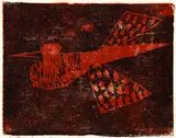 Milton Avery, Flight, 1955 (Lunn # 51), color woodblock print on thin Japanese paper, 7 x 9 inches