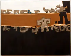 Eric Atkinson, Toltec Procession, 1973, oil and sand on canvas