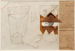 Untitled by Varujan Boghosian, Collage, 1978, Found papers, engraving, and written manuscript collage, offered Oct 2021