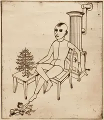 Gottfried Brockmann, Man Reading, 1929, etching on paper