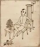 Gottfried Brockmann, Man Reading, 1929, etching on paper