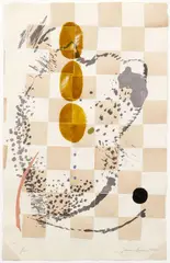 James Brown, Untitled Abstract, 1999, mixed media monoprint with collage on laid paper