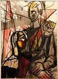 Virgil D. Cantini, Title: The Athletes, Date: c. 1950, Medium:, watercolor, ink on paper, Dimensions: