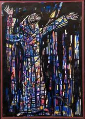 Saint by Virgil D. Cantini, 1955, watercolor, offered Oct 2021