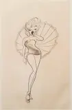 Al Hirschfeld, Marilyn Monroe with Parasol, undated (1980s)
