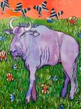 Purple Bull, Date: by Marie Tuicillo Kelly, 1986, tempera on paper, Dimensions:, offered Oct 2021