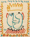 (after), Tête de Roi, (Poster for The Nice Carnival) by Pablo Picasso, lithograph printed in colours, 1951, offered Oct 2021