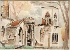 Grant T. Reynard, Church Courtyard, watercolor