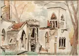 Church Courtyard by Grant T. Reynard, watercolor, offered Oct 2021