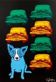 Junkyard Dog Split Font by George Rodrigue, 1993, serigraph printed in colors, offered Oct 2021